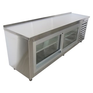 Customized Stainless Steel Table Top Fridge with Sliding Doors
