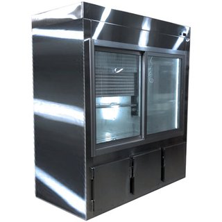 Customized Stainless Steel Up Right Fridge with Sliding Glass Doors and Stock